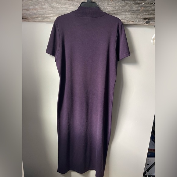 Purple Mock Neck Long Sleeve Sheath Dress for Cocktail Events - Picture 4 of 10